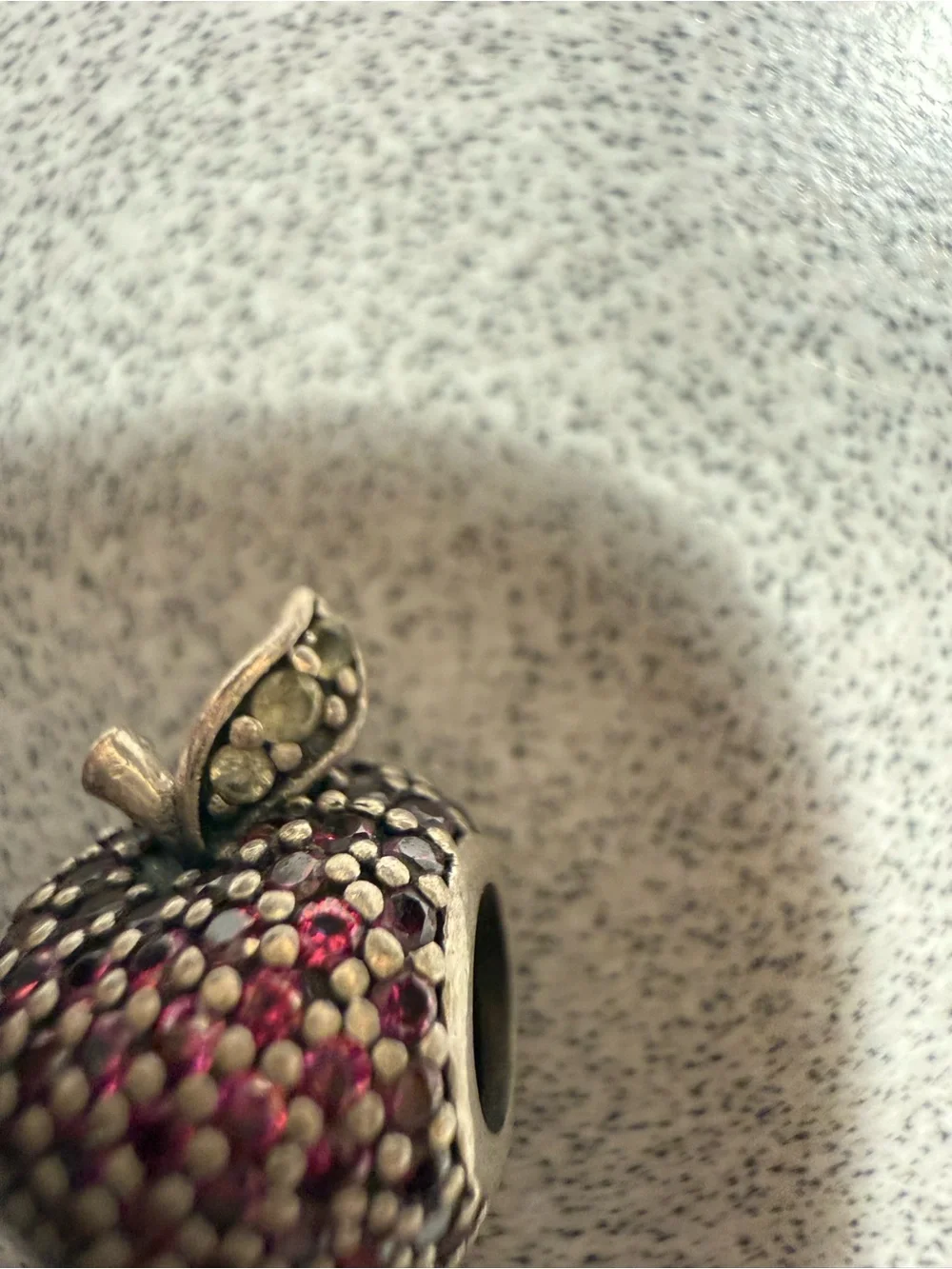 Pandora Silver-Tone Ruby Red Pave Apple charm